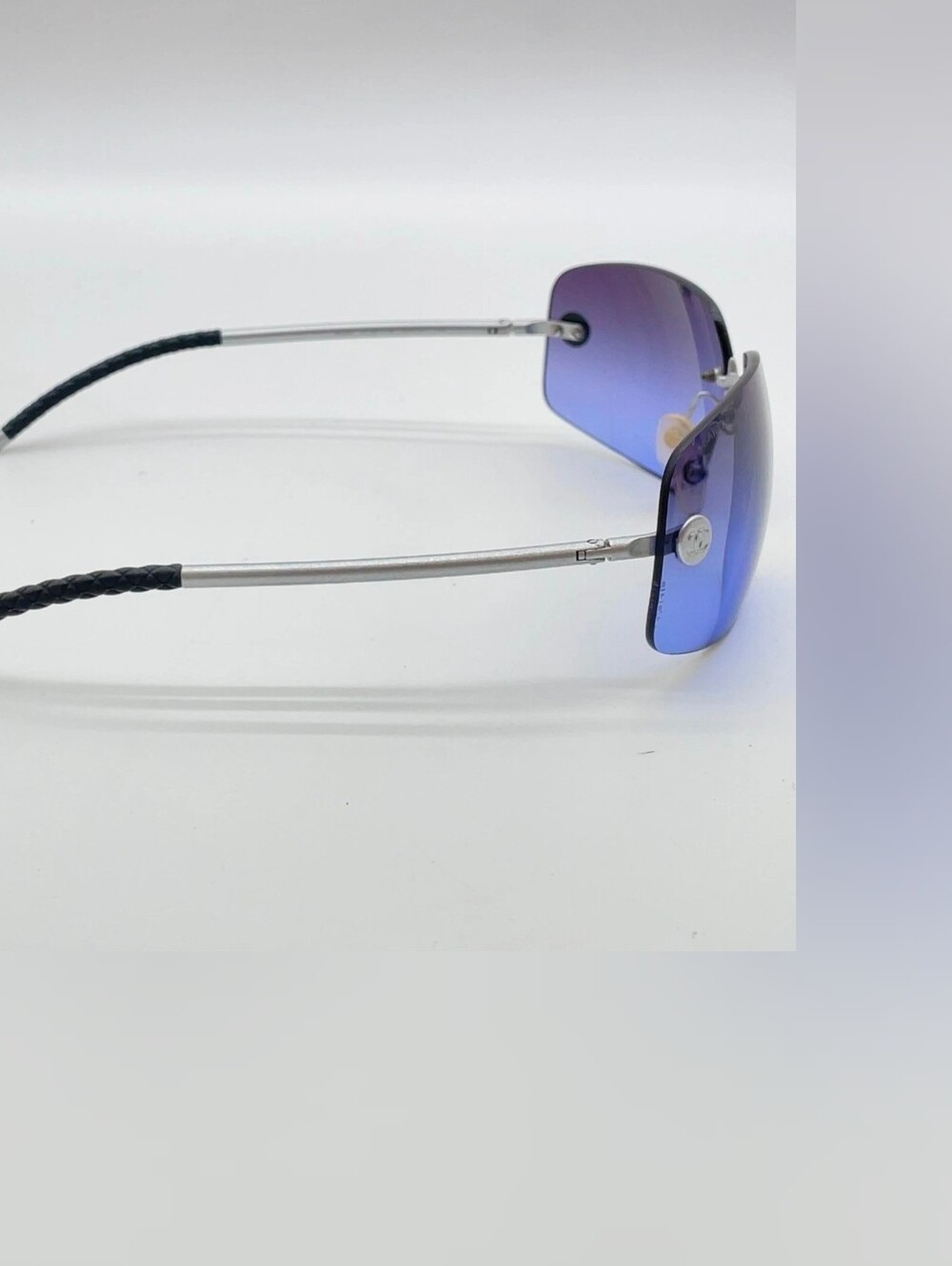 CHANEL Y2K Rimless Blue Gradient Rhinestone CC Mark Sunglasses Wbox - Picture 11 of 16